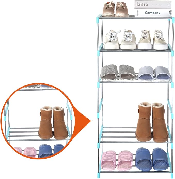 Small Shoe Rack, Narrow Stackable Shoe Shelf Organizer | - Image 4