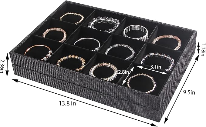 Julysky 2Pcs 12 Grids Stackable Jewelry Organizer Trays - Image 5