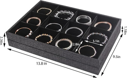 Julysky 2Pcs 12 Grids Stackable Jewelry Organizer Trays - Image 5