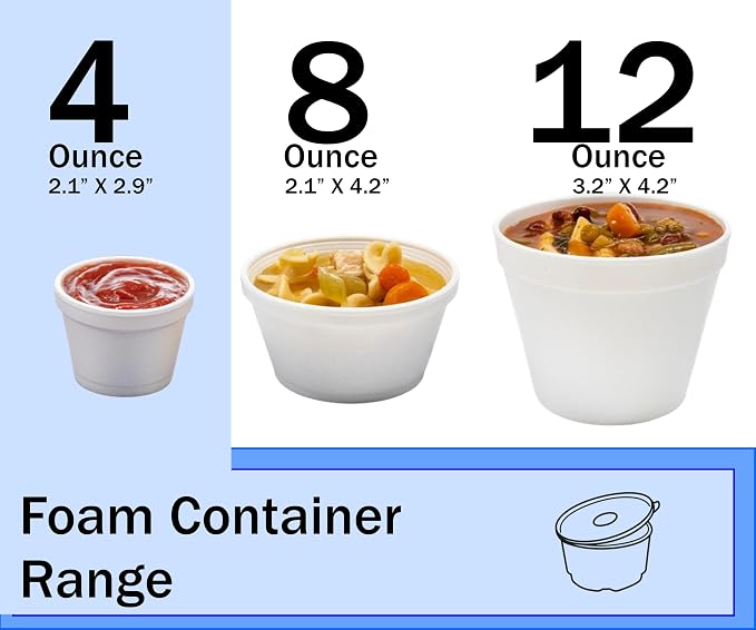 Mr Miracle Foam Bowl with Lid for Hot and Cold Foods – 4 Ounce Disposable Soup - Image 3