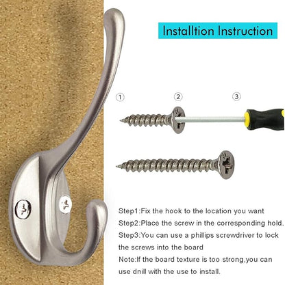 IBosins 10 Pack Heavy Duty Dual Coat Hooks Wall Mounted - Image 4