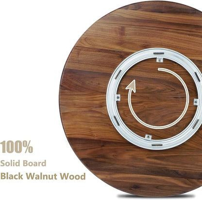 30 Inches Black Walnut Wood Lazy Susan Organizer, Solid Wooden Round Turntable - Image 3