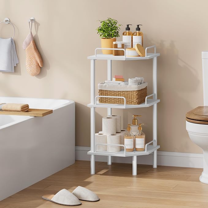 Tajsoon 3 Tier Corner Shelf Stand, Standing Corner Shelf Unit, Industrial Short - Image 8