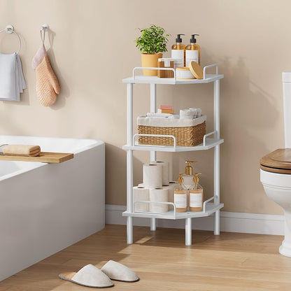 Tajsoon 3 Tier Corner Shelf Stand, Standing Corner Shelf Unit, Industrial Short - Image 8
