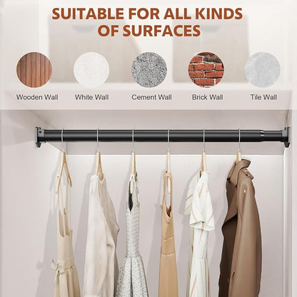 Closet Rods for Hanging Clothes, 17-42 Inch Stepless Adjustable Closet Rod - Image 3
