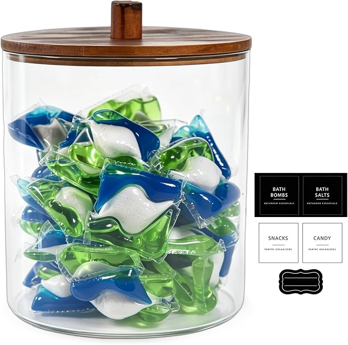 Amolliar 78oz/0.6Gal Laundry Pods Storage Container, Large Clear Laundry Room by Amolliar