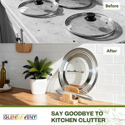 Bamboo Pot Lid Holder, Cutting Board Organizer Holder, Dish Plate Pot Lids - Image 6