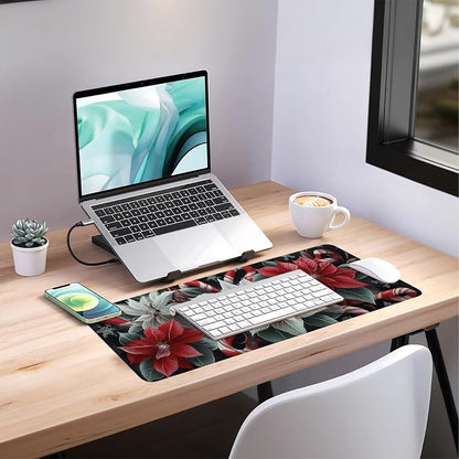 Christmas Flowers Gaming Mouse Pad 31.5"x11.8"Desk Mat Anti-Slip Rubber Base & - Image 7