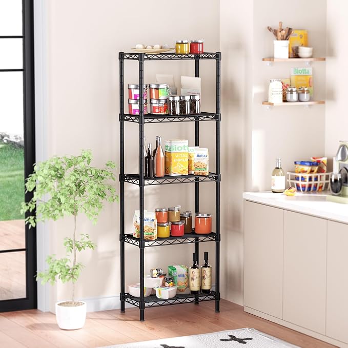 Small 5 tire Shelves Storage Wire Shelving Unit Metal Shelf Adjustable - Image 2