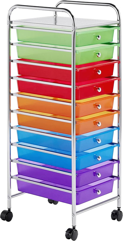 Yaheetech 10 Drawer Cart Rolling Plastic Storage Cart and Organizer by Yaheetech