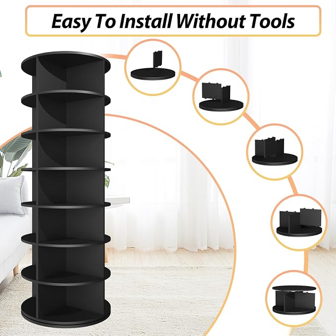 Rotating Shoe Rack, 7-Tier Spinning Shoe Rack, Free Standing Rotating Shoe Rack - Image 4