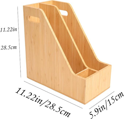 Bamboo Magazine Holder Wood Magazine File Holder | Frames Document Cabinet Rack - Image 2