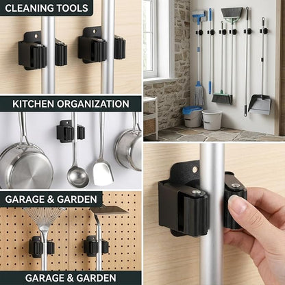 24 PCS Heavy Duty Broom Holder Wall Mount, Stainless Steel Broom Hanger Wall - Image 5