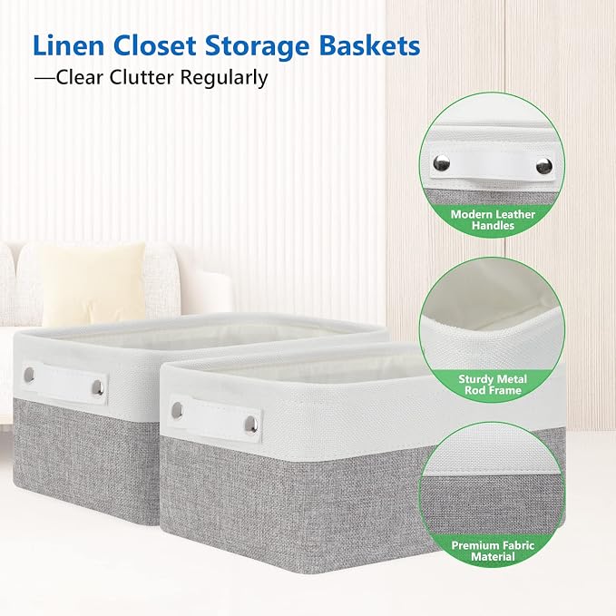 Bidtakay Small Storage Baskets for Organizing Fabric Storage Bins for Baby - Image 3