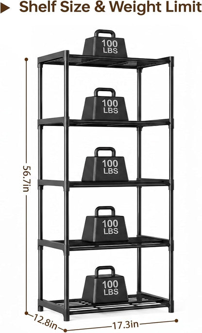 5-Tier Storage Shelves with Plastic Connectors – Metal Shelf Organizer - Image 3