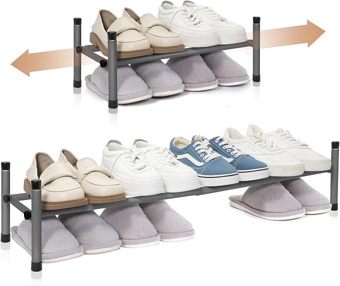 STORAGE MANIAC Expandable Shoe Rack, 4 Pairs Stackable Small Shoe Rack by STORAGEMANIAC