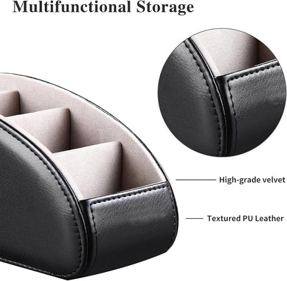 YAPISHI Large Leather TV Remote Control Holder Organizer Black - Image 2