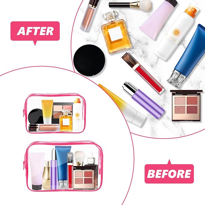 AURUZA Clear Makeup Bag, Portable Travel Toiletry Bags - Image 5