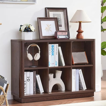 6 Cube Storage Bookcase, Wood Floor Standing 2-Tier Bookshelf by Joaxswe