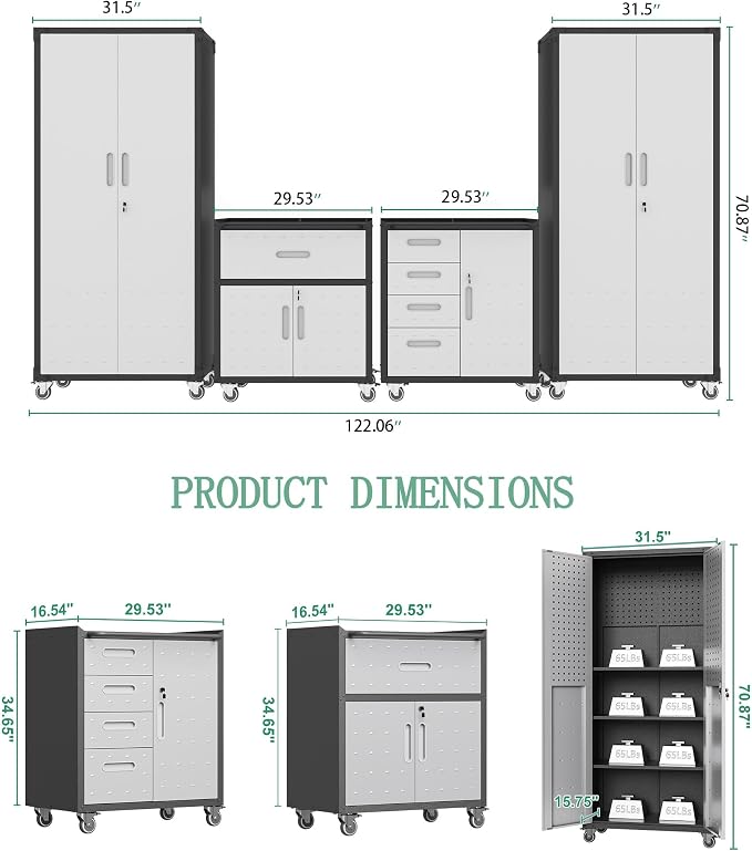 Metal Tool Cabinet, Garage Storage Cabinet System, Wall Cabinet & Locking - Image 3