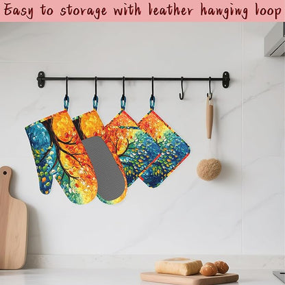 Tree of Life Silicone Oven Mitts and Pot Holders, Heat-Resistant 4 Piece - Image 5