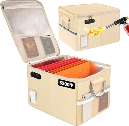 TOMKID 5200°F Fireproof Document Box, Fire Important Document Organizer by Aobteeny