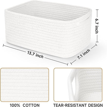 3-Pack Storage Baskets for Organizing | Woven Shelf Toy Basket | Rope Baskets - Image 2
