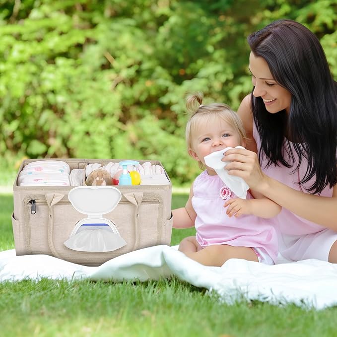 Volnamal Diaper Caddy with Wipe Dispenser One-Handed Access, Portable Car - Image 8
