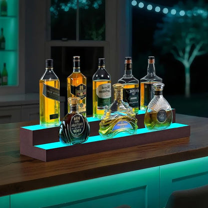 VEVOR LED Lighted Liquor Bottle Display, 2-Tier 30-Inch Whiskey Rack, Support - Image 8