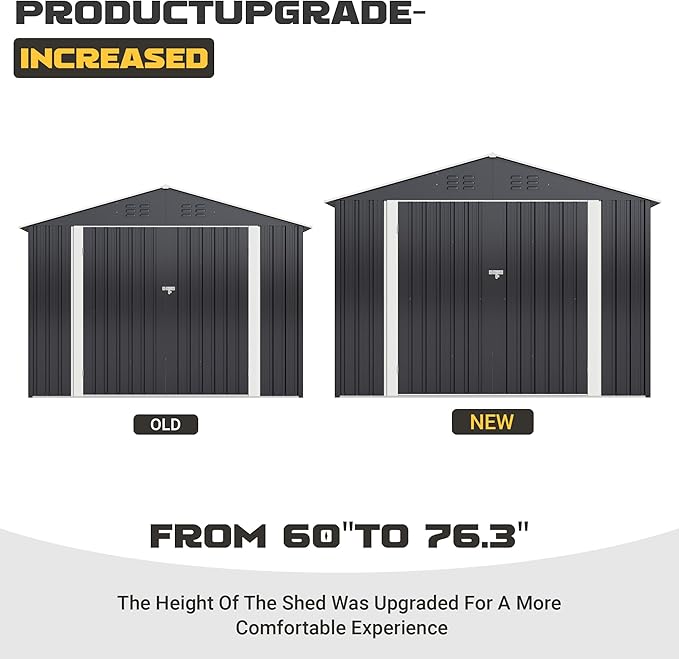 Polar Aurora 8 x 12 FT Outdoor Storage Shed, Metal Garden Shed - Image 5