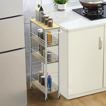 Slim Storage Cart White Narrow Storage Cabinet 4 Tier Laundry Room Organization - Image 6