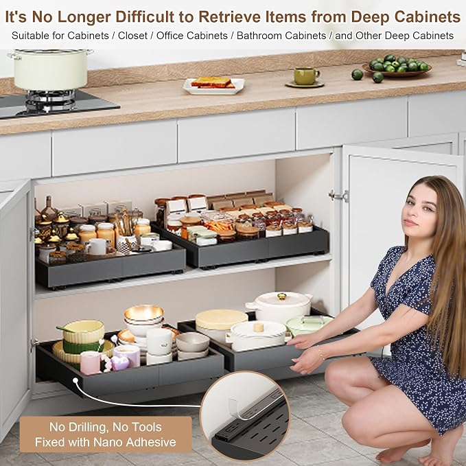 Pull out Cabinet Organizer, Expandable Width and Depth - Image 4