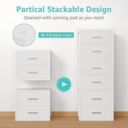 BOLUO Stackable Storage Drawers Closet Organizers and Storage Fabric White 2 - Image 5
