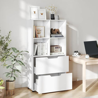 GOFLAME 4-Tier Bookcase with 2 Drawers, 51” Tall Bookshelf with 4-Cube Open - Image 2