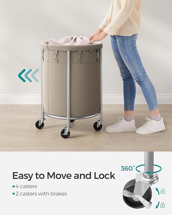 SONGMICS Laundry Basket, Rolling Steel Frame - Image 4
