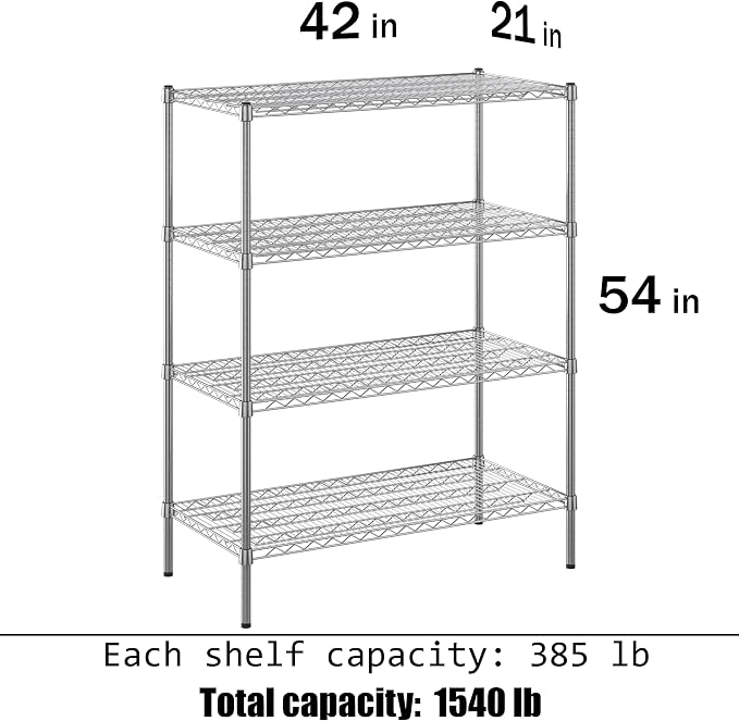 21" Deep x 42" Wide x 54" Height Wire Shelving Kit | 4-Tier | NSF Commercial - Image 3