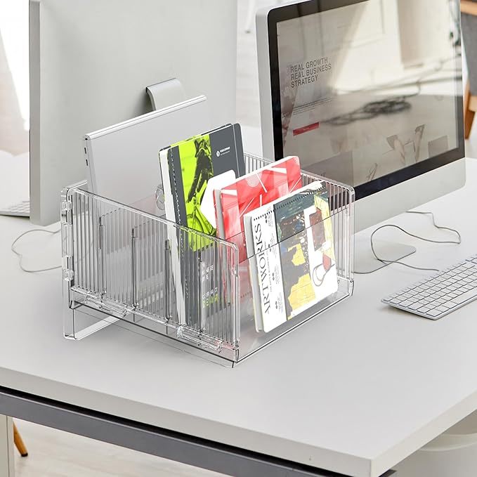 File Sorter Organizer, 5 Sections Acrylic Letter Tray - Image 2