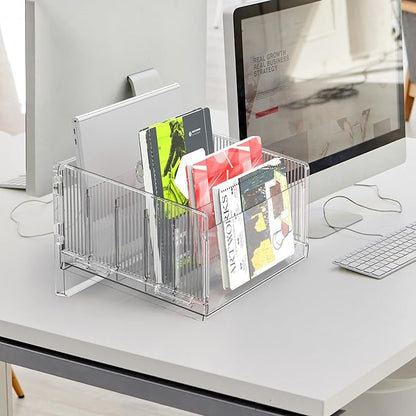 File Sorter Organizer, 5 Sections Acrylic Letter Tray - Image 2