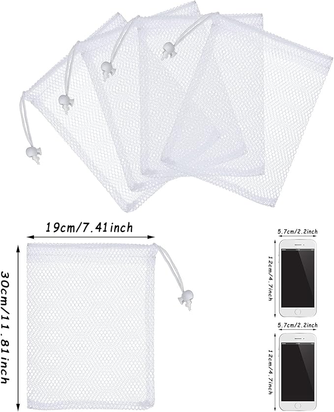 TecUnite 10 Pcs Mesh Bags Drawstring Laundry Bags Large Nylon Mesh Gift - Image 2