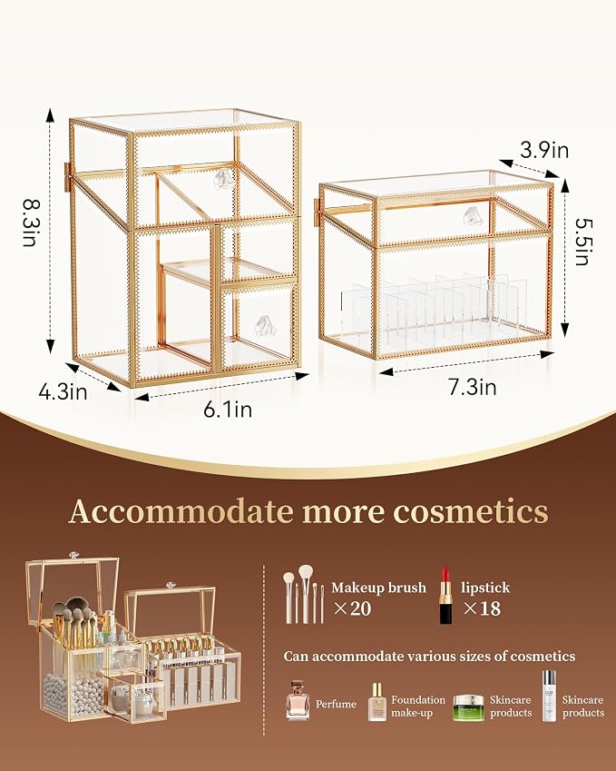 Tempered Glass Makeup Organizer – Clear Vanity Organizer - Image 9
