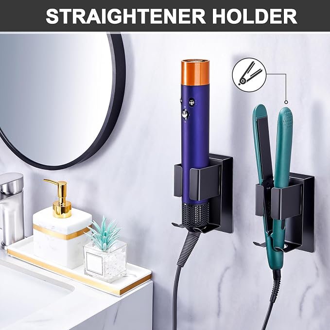 Hair Straightener Holder Wall Mounted Blow Dryer Holder, Blow Dryer and Curling - Image 3