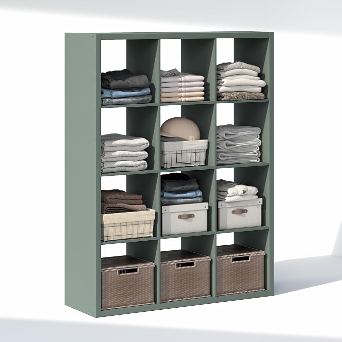 Furinno Cubic Extra Thick 12-Cube Closet Organizers and Storage, Sage Green | - Image 5