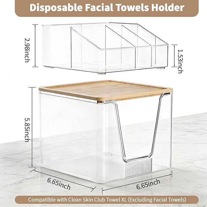 2 in 1 Disposable Facial Towel Holder and Cosmetic Organizer, Stackable Vanity - Image 2