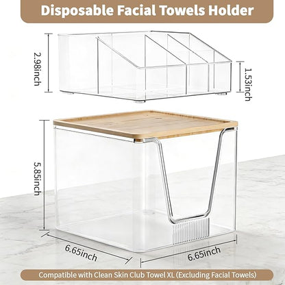 2 in 1 Disposable Facial Towel Holder and Cosmetic Organizer, Stackable Vanity - Image 2