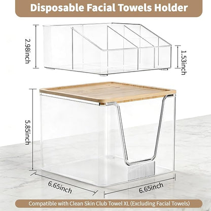 2 in 1 Disposable Facial Towel Holder and Cosmetic Organizer, Stackable Vanity - Image 2