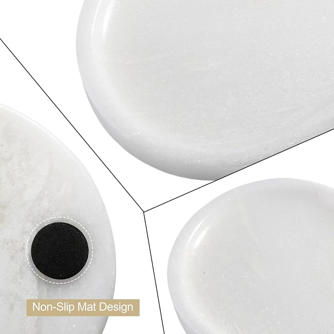Koville African Natural White Marble Decorative Tray, Catchall Tray - Image 4