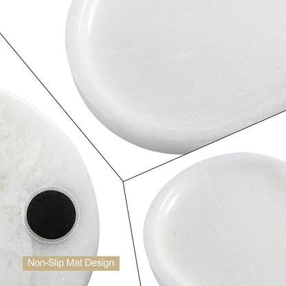 Koville African Natural White Marble Decorative Tray, Catchall Tray - Image 4