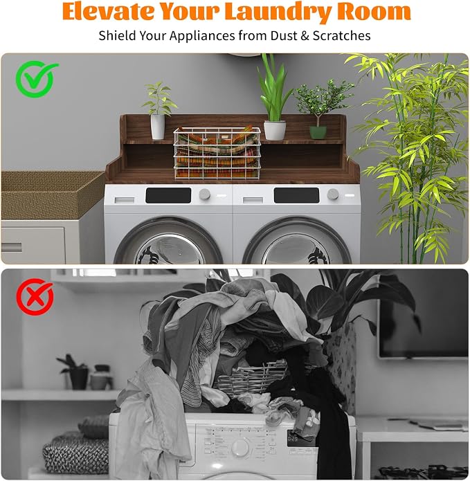 2-Tier Washer Dryer Countertop, Wood Laundry Countertop - Image 2