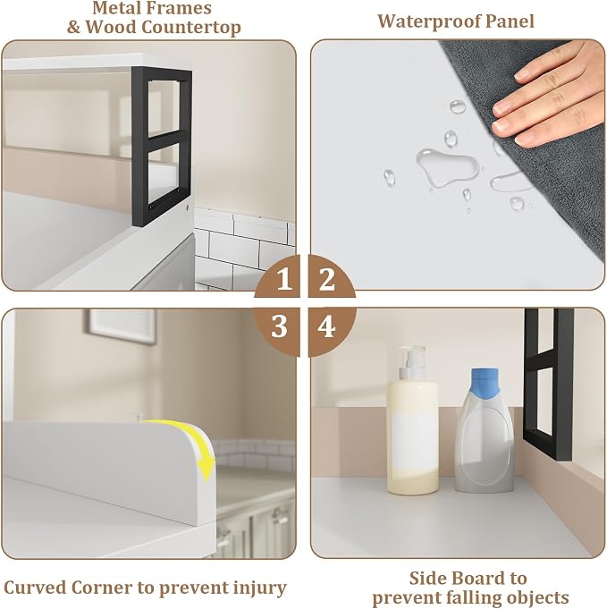 Washer Dryer Countertop with Shelf, 27.5″D x 27.5″W x 16.7″H, Countertop - Image 3