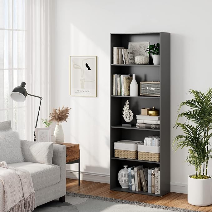 Tangkula 5-Tier Bookcase, 67” Tall Freestanding Bookshelf - Image 2